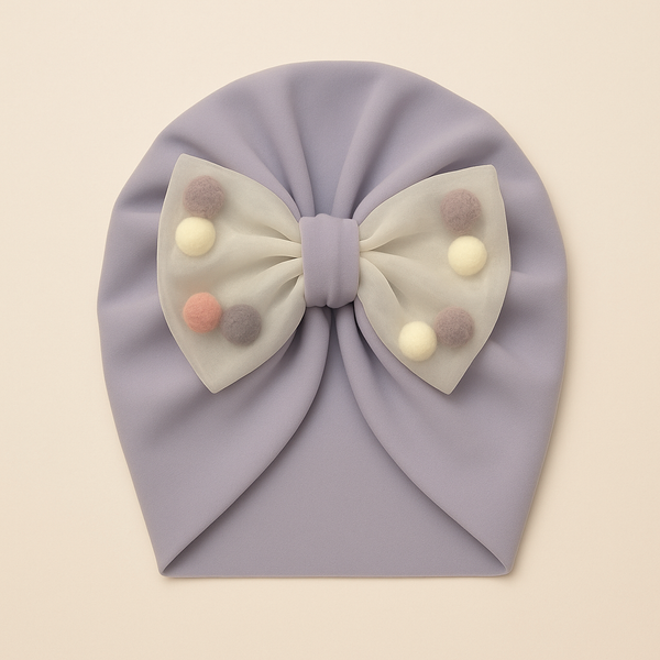 SUNSHINE BABY TURBAN CAP WITH BOW BLUE