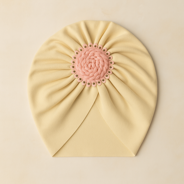 SUNSHINE BABY TURBAN CAP ROSE YELLOW