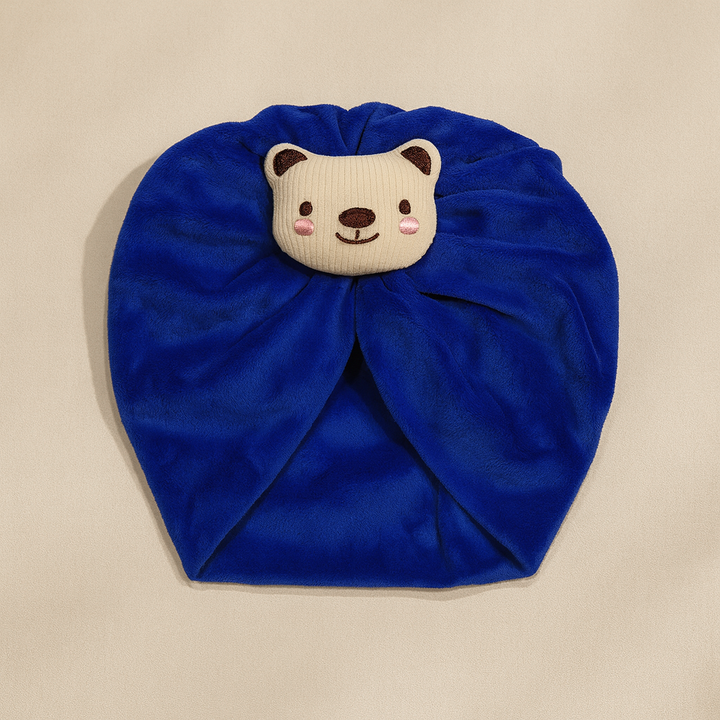 SUNSHINE BABY TURBAN CAP BEAR ROYAL BLUE