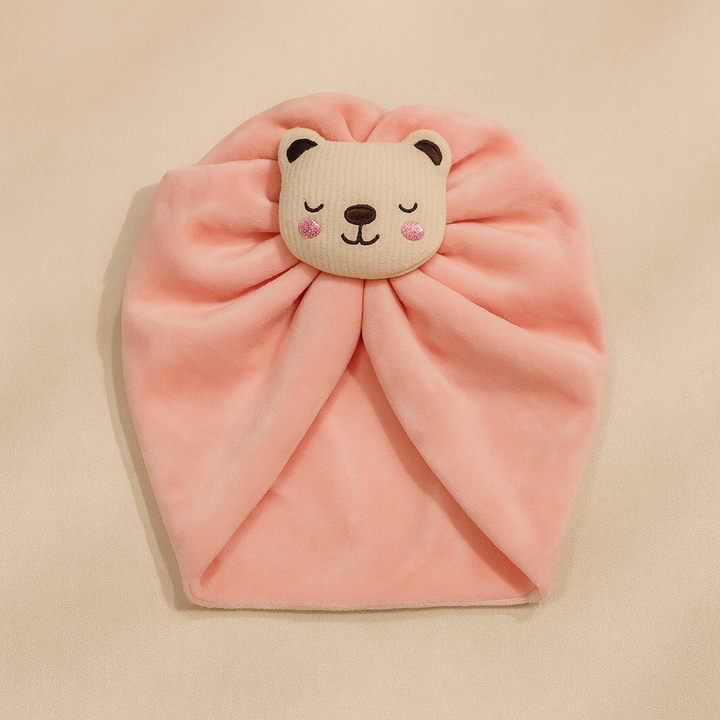 SUNSHINE BABY TURBAN CAP BEAR PINK