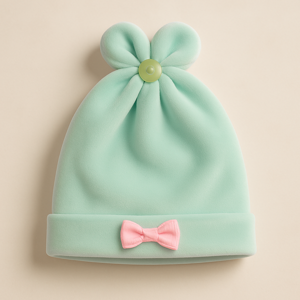 SUNSHINE BABY SOFT CAP BOW SEA GREEN
