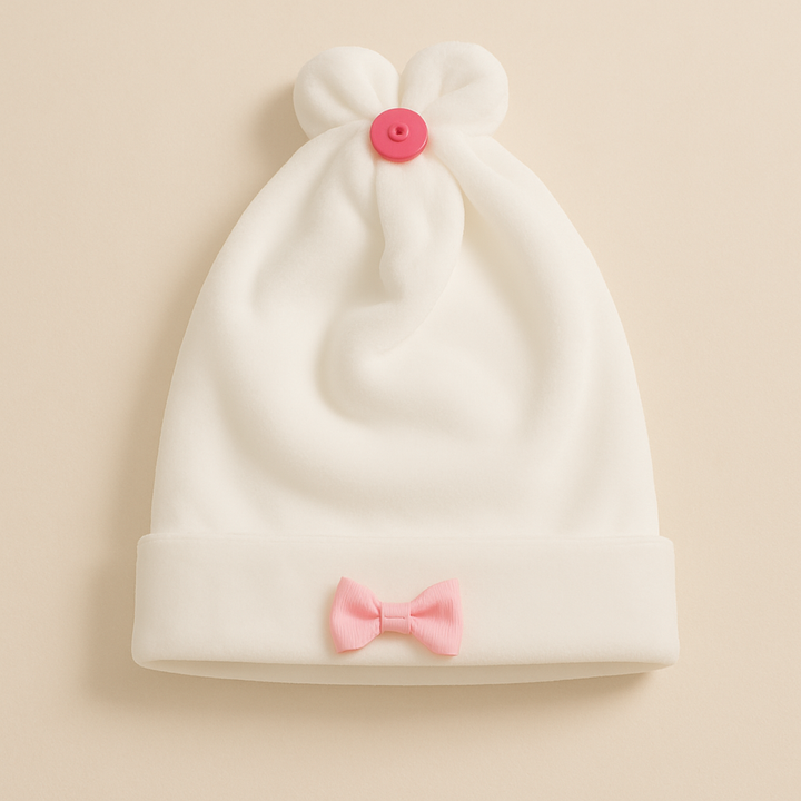 SUNSHINE BABY SOFT CAP BOW WHITE