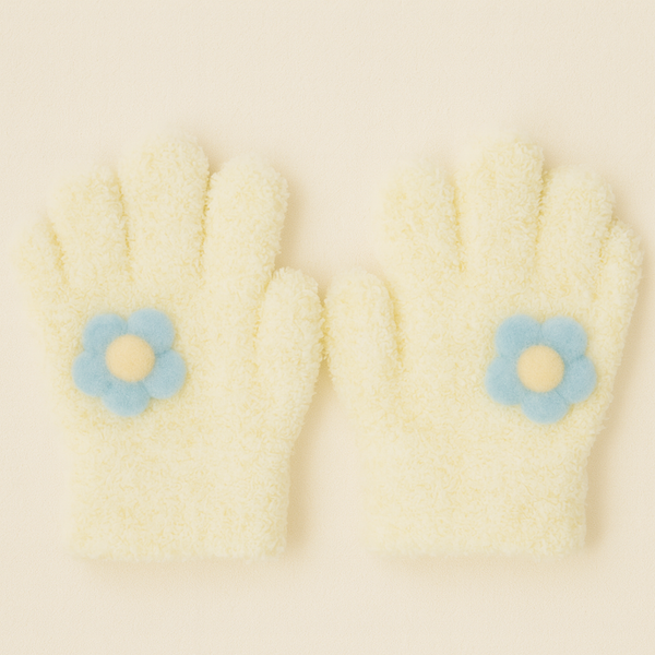 SUNSHINE BABY FLEECE GLOVES FLOWER LIGHT YELLOW