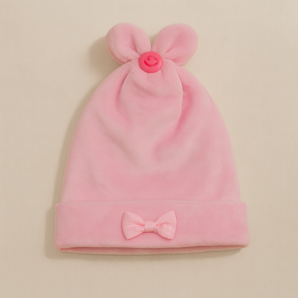 SUNSHINE BABY SOFT CAP BOW BABY PINK
