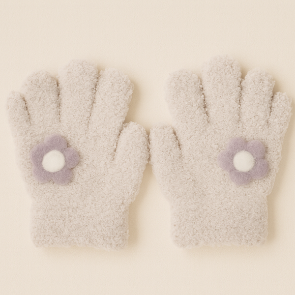 SUNSHINE BABY FLEECE GLOVES FLOWER GREY