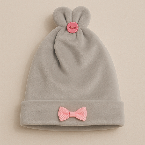 SUNSHINE BABY SOFT CAP BOW GREY