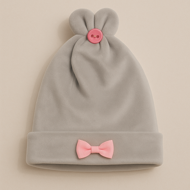 SUNSHINE BABY SOFT CAP BOW GREY