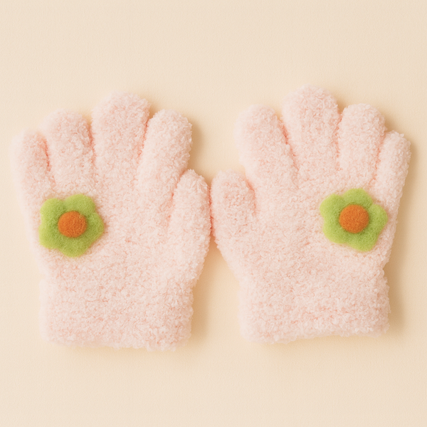 SUNSHINE BABY FLEECE GLOVES FLOWER BABY PINK