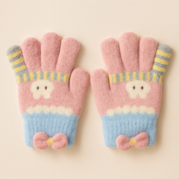 SUNSHINE BABY FLEECE GLOVES BUNNY PEACH