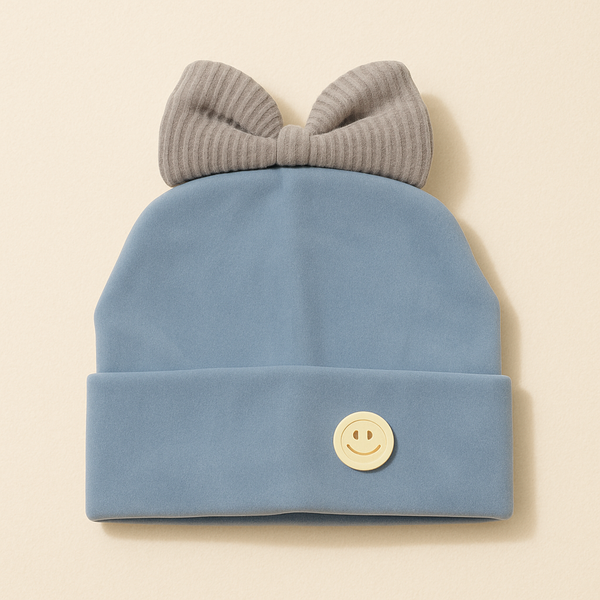 SUNSHINE BABY WINTER CAP BLUE WITH BOW