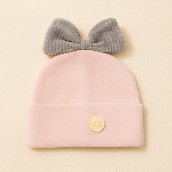 SUNSHINE BABY WINTER CAP BABY PINK WITH BOW