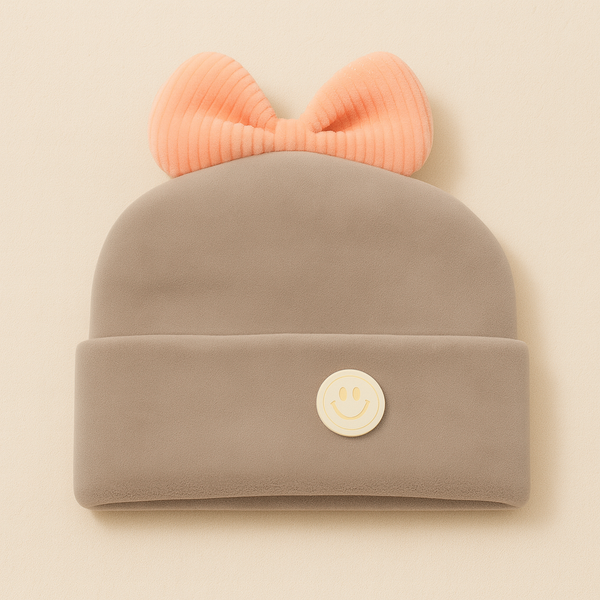 SUNSHINE BABY WINTER CAP GREY WITH BOW