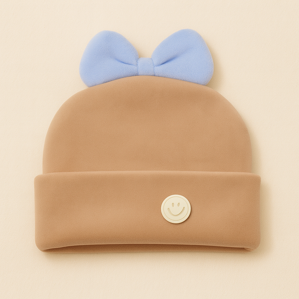 SUNSHINE BABY WINTER CAP BROWN WITH BOW