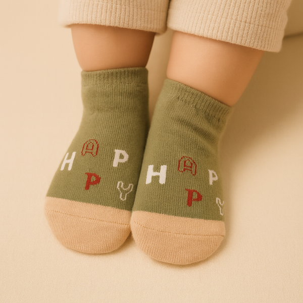 SUNSHINE BABY SOCKS ALPHABETS OLIVE GREEN(BADUMAO)