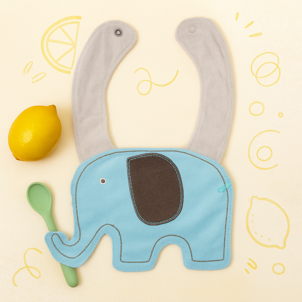 Baby Character Bib Blue Elephant - Sunshine