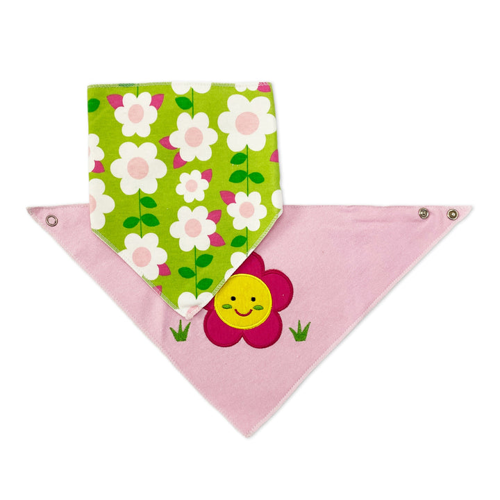 BABY BIB PACK OF 2 SMILING FLOWER PINK - SUNSHINE