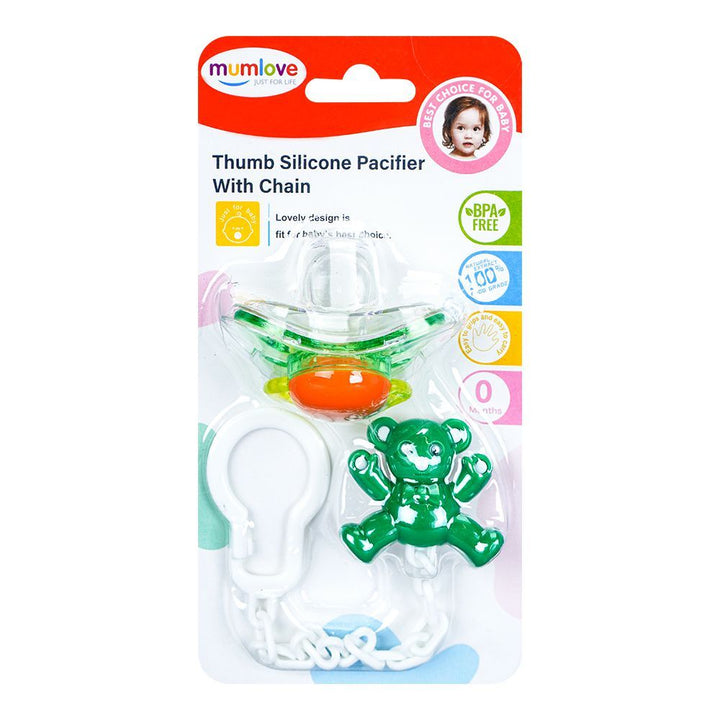 SUNSHINE BABY PACIFIER WITH HOLDER BEAR GREEN