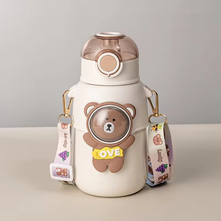 SUNSHINE KIDS INSULATED SCHOOL WATER BOTTLE BEAR BEIGE 500ML