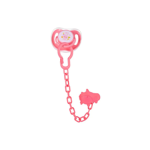 SUNSHINE BABY PACIFIER WITH CHAIN PINK (8015)