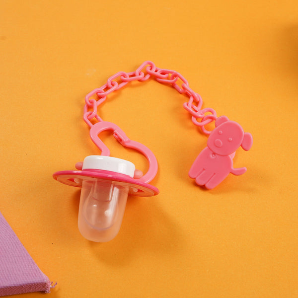 SUNSHINE BABY PACIFIER WITH CHAIN PINK (1039-1) MUMLOVE