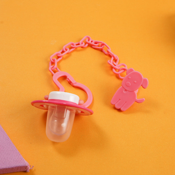 SUNSHINE BABY PACIFIER WITH CHAIN PINK (1039-1) MUMLOVE