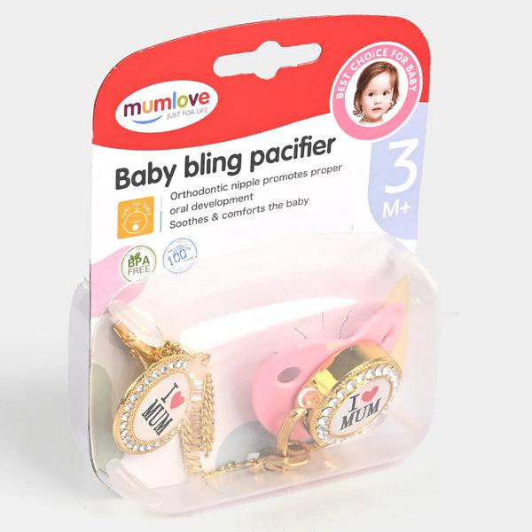 SUNSHINE BABY GOLDEN PACIFIER I LOVE MOM PINK (MUMLOVE)