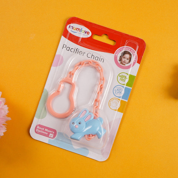 SUNSHINE BABY PACIFIER WITH CHAIN PINK (MUMLOVE)