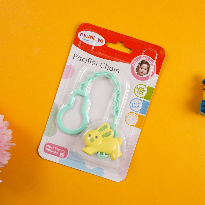 SUNSHINE BABY PACIFIER WITH CHAIN SEA GREEN (MUMLOVE)