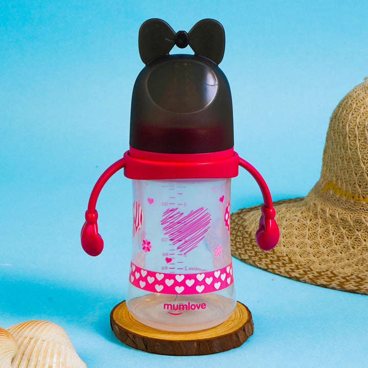 SUNSHINE BABY FEEDER BOWKNOT PINK 240ML MUMLOVE (SVB-2-H)