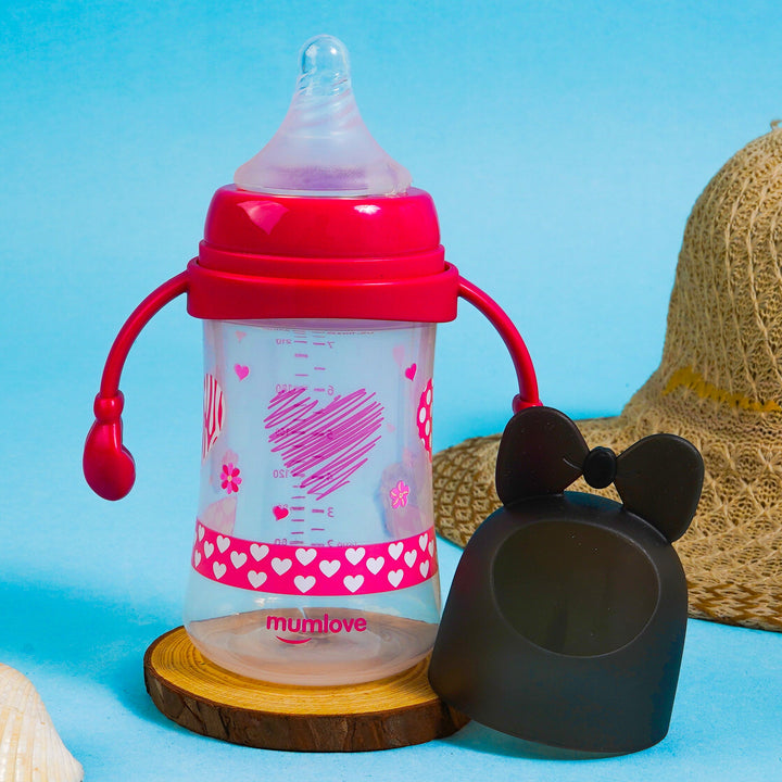 SUNSHINE BABY FEEDER BOWKNOT PINK 240ML MUMLOVE (SVB-2-H)