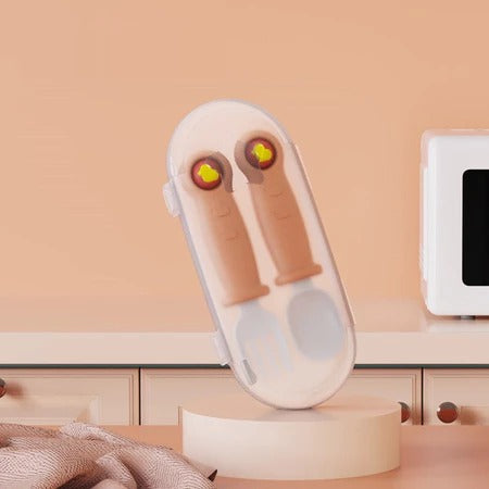 SUNSHINE BABY SILICONE SPOON PACK OF 2 PEACH (JIAYI)