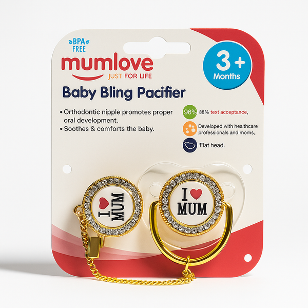 SUNSHINE BABY GOLDEN PACIFIER I LOVE MOM (MUMLOVE)