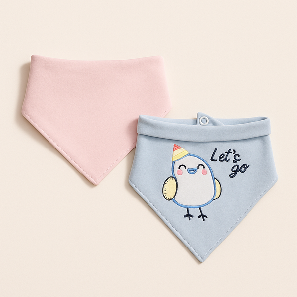 SUNSHINE BABY PACK OF 2 BABY BANDANA BIB CHICK BLUE & PINK