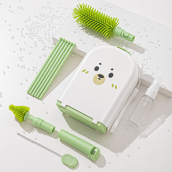 SUNSHINE PORTABLE BOTTLE BRUSH 5 PCS SET BEAR BLUE