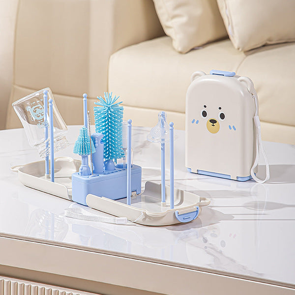 SUNSHINE PORTABLE BOTTLE BRUSH 5 PCS SET BEAR BLUE