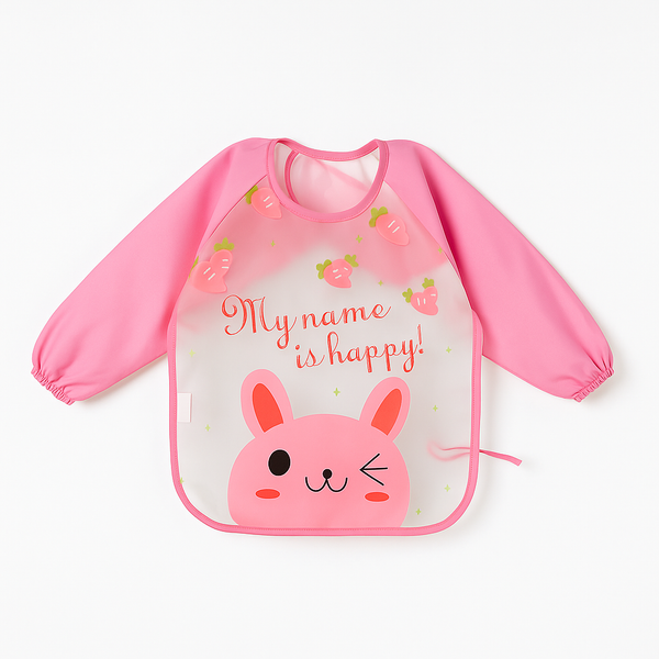 SUNSHINE BABY APRON BIB CARROT RABBIT PINK