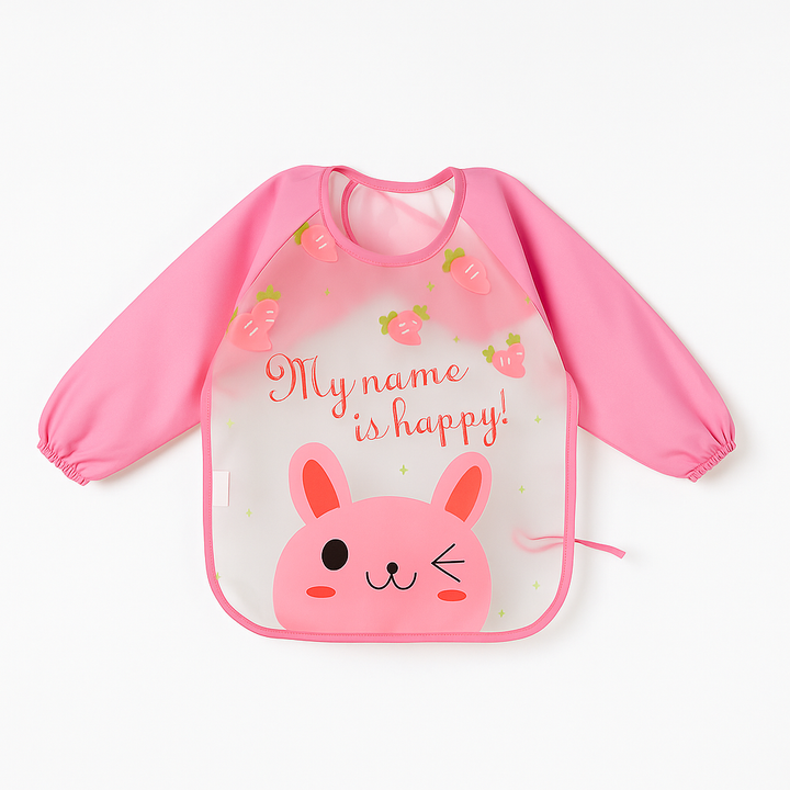 SUNSHINE BABY APRON BIB CARROT RABBIT PINK
