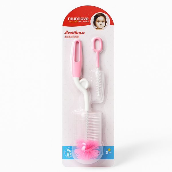 SUNSHINE BABY 2 PCS SET FEEDING BOTTLE BRUSH PINK