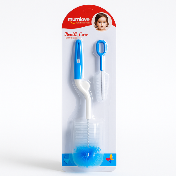 SUNSHINE BABY 2 PCS SET FEEDING BOTTLE BRUSH BLUE