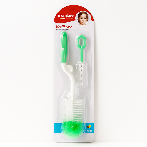 SUNSHINE BABY 2 PCS SET FEEDING BOTTLE BRUSH GREEN