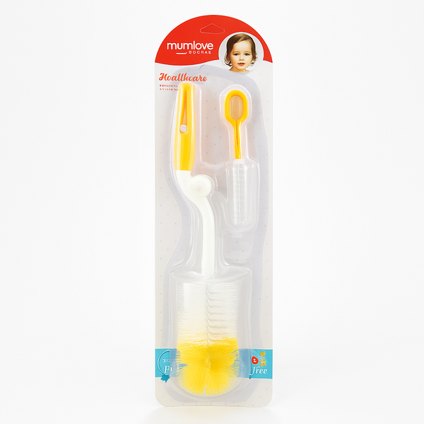 SUNSHINE BABY 2 PCS SET FEEDING BOTTLE BRUSH YELLOW