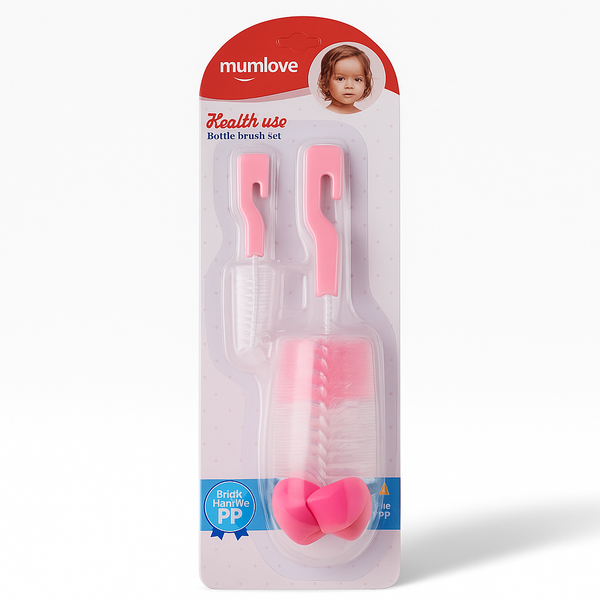 SUNSHINE BABY 2 PCS SET SMALL FEEDING BOTTLE BRUSH PINK