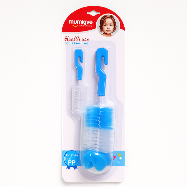 SUNSHINE BABY 2 PCS SET SMALL FEEDING BOTTLE BRUSH BLUE