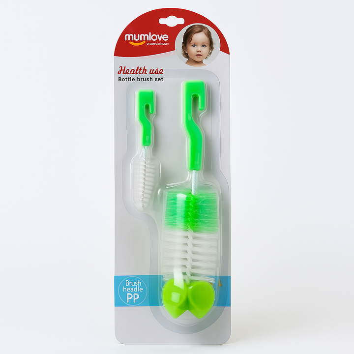 SUNSHINE BABY 2 PCS SET SMALL FEEDING BOTTLE BRUSH GREEN