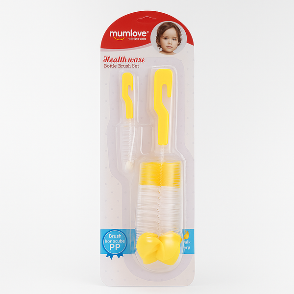SUNSHINE BABY 2 PCS SET SMALL FEEDING BOTTLE BRUSH YELLOW