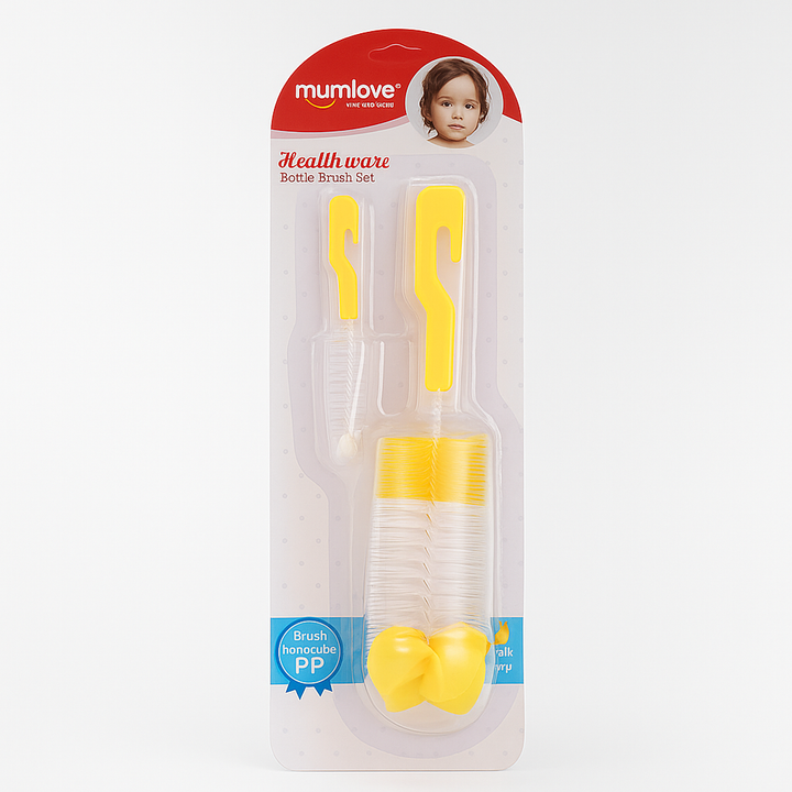 SUNSHINE BABY 2 PCS SET SMALL FEEDING BOTTLE BRUSH YELLOW