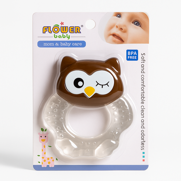 SUNSHINE BABY TEETHER OWL BROWN AND WHITE  (FLOWER)