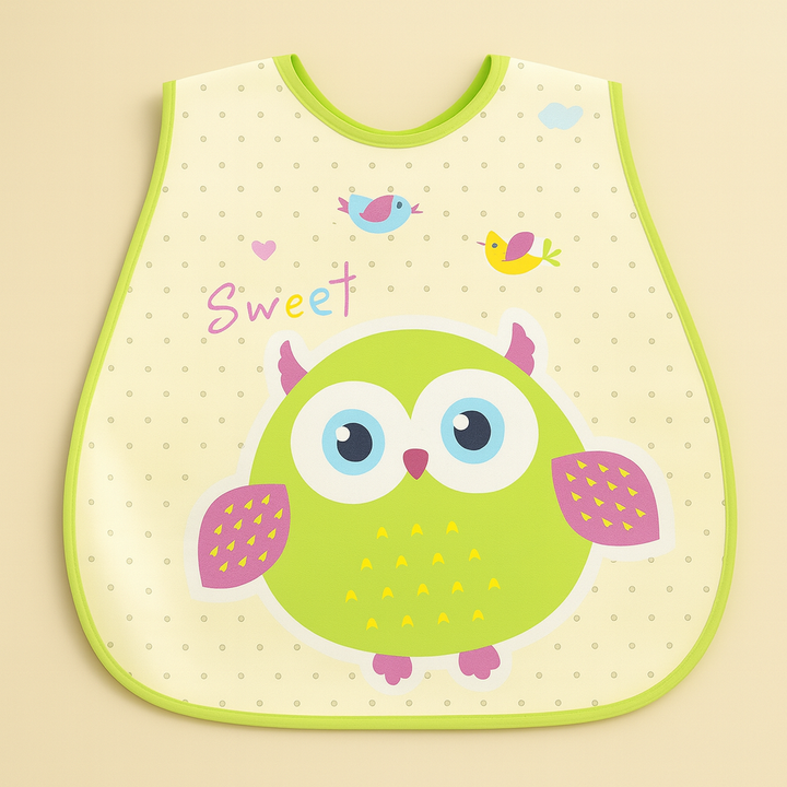 SUNSHINE BABY PLASTIC BIB OWL GREEN