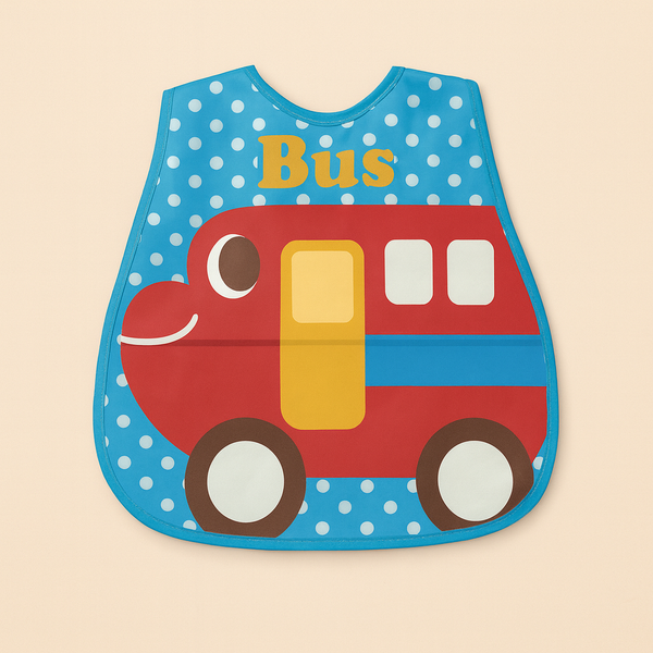 SUNSHINE BABY PLASTIC BIB BUS BLUE