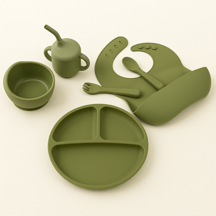 SUNSHINE BABY SILICONE TABLEWARE SET 6 PCS GREEN